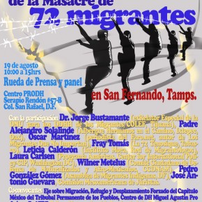 Invitación a la Conmemoración de la Masacre de migrantes en San Fernando, Tamaulipas